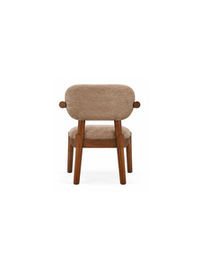 Fauteuil moderne en bois massif avec siège rembourré et dossier incurvé, chaise de salle à manger de style mid-century pour restaurant et mobilier d'hôtel - Product Image 3