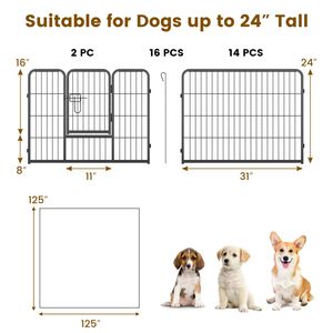 Corral Expandible para Perros - 16 Paneles, Altura 24/32/40, Cierre Seguro, Puerta Grande, Estructura Metálica Resistente, Fácil Montaje y Patas Antideslizantes - Product Image 4