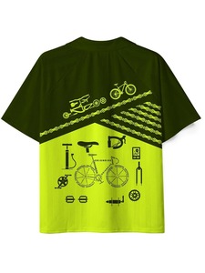 Unisex Green Full Print Cycling Shirt Short Sleeve Turn-down Collar Breathable <b>Polyester</b> Regular Fit All Seasons - Product Image 2