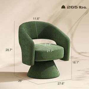 "Modern Green Upholstered Swivel Living Room Arm <b>Chair</b> with Thick <b>Padding</b> for Reading" - Product Image 3