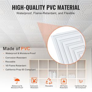 Pannelli per Controsoffitto in PVC Premium, Confezione da 12, 60x60 cm, Facile Installazione, Taglio Senza Colla - Product Image 3