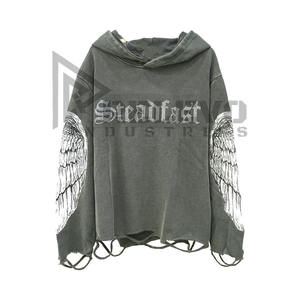 Sudadera con capucha de forro polar para hombre, personalizada, de gramaje alto, con lavado ácido y efecto desgastado, de color liso, 100% algodón, manga larga, cálida y afelpada, para invierno - Product Image 5