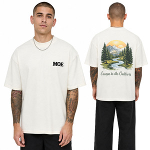 Camisetas de hombre de corte holgado con estampado gráfico personalizado en la espalda, 100% algodón de alto gramaje, estilo urbano, manga corta, ajuste relajado, venta al por mayor, OEM - Product Image 1