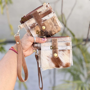 High Quality Hair on Hide <b>Leather</b> Coin <b>Purse</b> Stylish Clutch ATM Card Holder Cowhide <b>Leather</b> Western Style Multi Use Clutch - Product Image 1