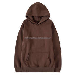 Vente en gros sweat-shirt à capuche 100 coton avec broderie imprimée personnalisée unie pull-over unisexe sans ficelle sweats à capuche pour hommes lourds - Product Image 2