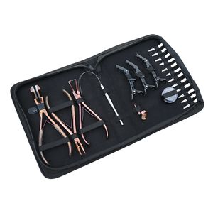 Salon Stainless Steel Hair Extension Tool Set Microbead Crimping Plier Bead Remover <b>Tape</b>-In Press <b>Loop</b> <b>Hook</b> Duckbill Clips - Product Image 1