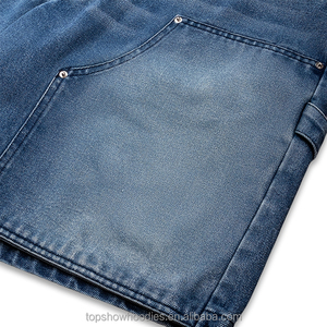 Shorts en jean délavé à taille haute, ornés de perles et de strass, style baggy, personnalisés OEM pour hommes - Product Image 4