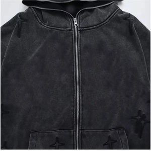Sweat à capuche épais pour homme, délavé au soleil, en polaire, décontracté, uni, délavé à l'acide, avec rivets, pour l'hiver, de la marque Sun Faded - Product Image 5