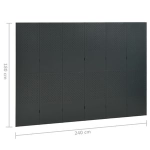 Anthracite 6-Panel Steel Room Divider 94.5"x70.9" <b>Screen</b> for <b>Dividing</b> Spaces - Product Image 6