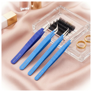 45 Degree Stainless Steel Fiber Tip Lash Tweezer Volume Fan Tweezers Lash Pickup <b>Tool</b> Eyelash Tweezer eyeLash Extension Tweezer - Product Image 1