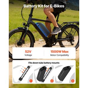 Batterie au lithium pour vélo électrique 52V 20Ah avec chargeur BMS 3A, verrouillage, prise en charge du moteur 1500W, amovible - Product Image 2