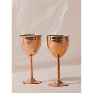 Verre à vin en cuivre pur artisanal de luxe, élégant gobelet en métal, verrerie décorative pour la maison, l'hôtel, le bar, les mariages et les fêtes - Product Image 4