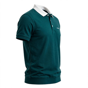 Polo de Manga Corta para Hombre, Color Personalizado, Tela Oxford de Color Sólido, Cuello en Contraste, Transpirable, Corte Regular, Ropa Casual - Product Image 4