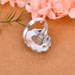 Bague en nacre, argent sterling 925, ajustable, bijou en pierre précieuse, faite à la main, bague de luxe pour femme - Product Image 6