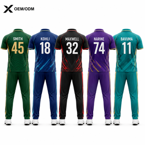 Ensemble uniforme de cricket ODI sublimé pour hommes X Sports, polo à manches courtes en polyester à séchage rapide avec pantalon à taille élastique, imprimé géométrique - Product Image 2