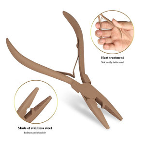 Pince à micro-anneaux pour extensions capillaires en acier inoxydable, couleur marron - Product Image 4