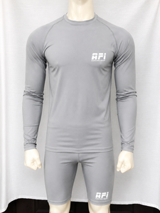 Camiseta de Compresión AFI Personalizada Unisex de Manga Larga para BJJ, Gris, Poliéster, Secado Rápido, con Logotipo Frontal Sublimado, 120g - Product Image 1