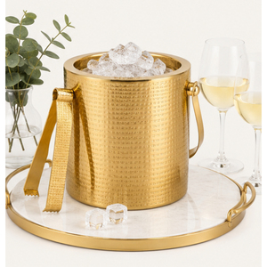 Luxurious <b>Gold</b> <b>Ice</b> <b>Bucket</b> with Tongs Double Wall Insulated Stainless Steel <b>Ice</b> Pail Hammered Barware Beverage Chiller Tub - Product Image 6