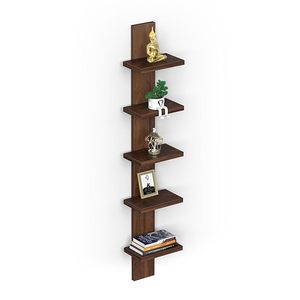 Wood <b>Wall</b> Mounted <b>Floating</b> <b>Shelf</b> 5 Tier Vertical Display Rack Modern Multifunction Decorative Storage Organizer Living Room - Product Image 5