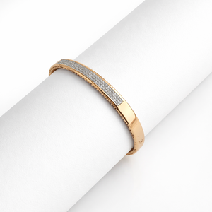 18ct Gold Rose Gold <b>Crystal</b> Pave Bangle <b>Bracelet</b> for Women Elegant Minimalist Slim Cuff Jewelry Daily Wear Party Gift - Product Image 3