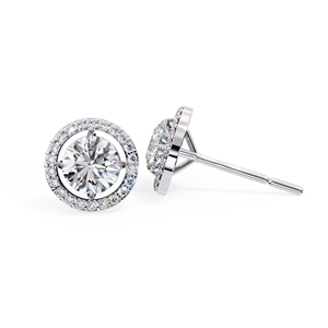 Round Cut Moissanite Halo Stud <b>Earrings</b> 6mm Center Stone with 1.10mm 44 Side Stones D VVS Moissanite Diamond <b>Earrings</b> 925 Silver - Product Image 4