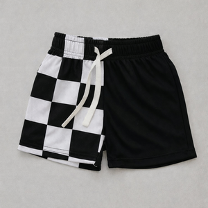 Men Checkerboard Panel Shorts <b>Elastic</b> Waist Drawstring Casual Streetwear Comfortable Lightweight Summer Gym Shorts - Product Image 2