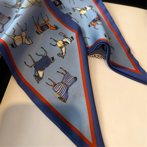 Horse Design Women Scarf <b>Silk</b> Scarf Handbag Handle <b>Wrap</b> Bag Ribbon Scarf Women Girls <b>Head</b> Hair Wrist Ribbon Scarf - Product Image 3