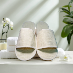 2024 Nuevas zapatillas de hotel de yute ecológicas de Bangladesh Low MOQ Zapatillas de spa desechables para servicios de hotel de viaje - Product Image 1
