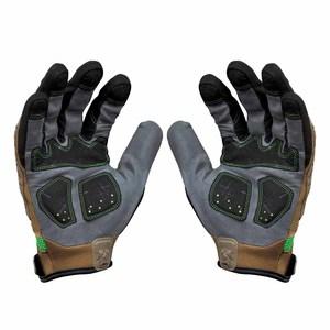 Gants de mécanicien en cuir synthétique avec bouts des doigts texturés, antidérapants, avec bande élastique au poignet, gants de sécurité polyvalents - Product Image 1