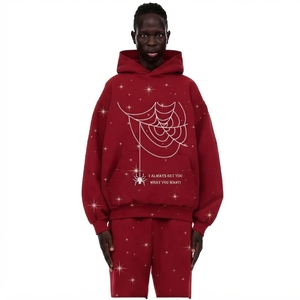Sweat-shirt à capuche surdimensionné avec imprimé toile d'araignée et poches pour homme, vêtements décontractés d'hiver - Product Image 2