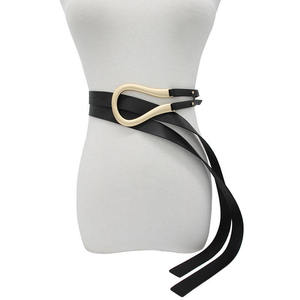 Cinturones Personalizados para Mujer, Cinturones Curvos de Cuero PU con Hebilla Grande en Forma de U de Metal - Product Image 5
