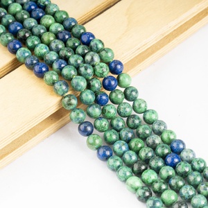 Perles rondes en azurite et malachite naturelles de 8 mm, pierres précieuses polies en vrac pour la fabrication de bijoux, vente en gros - Product Image 5