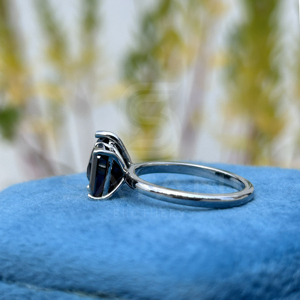 Anillo Toi Et Moi de Oro Blanco de 14K con Moissanita Negra, Corte Pera y Esmeralda, Doble Piedra, Regalo de Aniversario o Promesa - Product Image 6