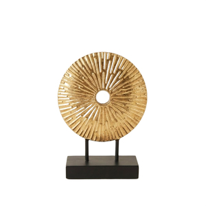 Luxury <b>Gold</b> Disc Sculpture Modern Abstract Metal Tabletop <b>Decoration</b> Geometric Sunburst Showpiece for Living <b>Room</b> Console Office - Product Image 1