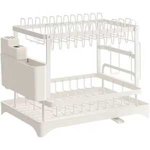 Escurridor de Platos Plegable de Acero Inoxidable Cromado en Forma de X, Cesta Escurridora Plegable, Soporte para Platos con Bandeja Recolectora - Product Image 2
