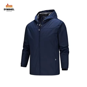 Men's Demi-Season Softshell Winter Jacket Stand Collar Waterproof Hoodie with PU Zipper Rainy Day <b>Work</b> Suitable - Product Image 2