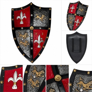 Escudo de espuma de caballero medieval, escudo de dragón rojo y negro, escudo heráldico para juegos de rol, escudo decorativo coleccionable - Product Image 1