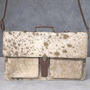 Maletín para Portátil de Cuero Genuino con Pelo de Vaca, Estilo Vintage, Bolso de Mensajero para Negocios, Portátil, para Oficina y Trabajo, LPBH-0010 - Product Image 1