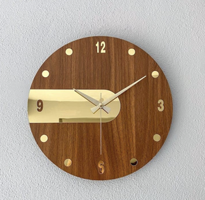 Wooden Rectangular Quartz Wall <b>Clock</b> with Industrial Design Handcarved Two-piece Battery Powered for Living Room - Product Image 6