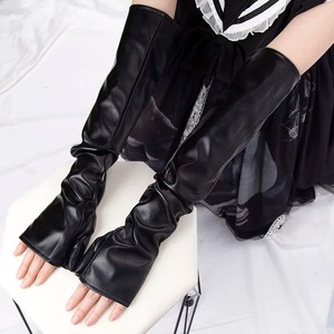 Nouveaux Gants Longs en Cuir Noir Style Punk Gothique Sexy Sans Doigts Thermiques Écologiques pour l'Hiver Utilisation Extérieure Longueur Poignet Style Punk 2026 - Product Image 3