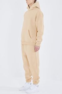 Survêtement décontracté pour homme à capuche, couleur unie, 100% coton, manches longues, coupe ample, respirant, pour l'automne, avec poches latérales - Product Image 5