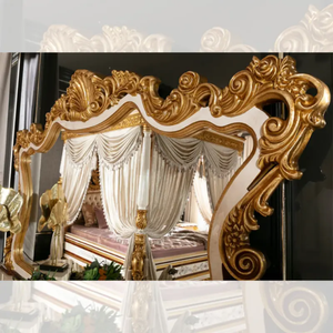 Tocador de Lujo de Alta Gama con Espejo, Tallado a Mano en Madera de Caoba Dorada, Mueble de Dormitorio Estilo Palacio - Product Image 6