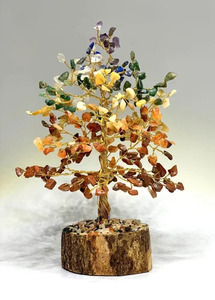 Árbol del Dinero de Piedras Preciosas Naturales, Decoración Feng Shui Hecha a Mano, Bonsái de Cristal con Alambre Dorado para Regalo del Hogar - Product Image 1