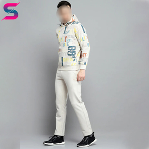 Regular Fit With Side Pocket Letter Printed Full Sleeves Men Causal Wear Breathable Lightweight Polyester Cotton Tracksuits - Product Image 5