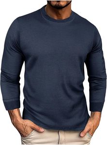 Vêtements de sport à manches longues, coupe ajustée, vêtements de gym de haute qualité, sweat-shirt pour homme, col rond uni, automne-hiver - Product Image 2