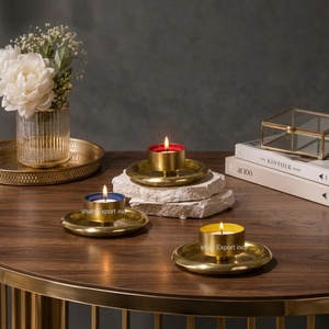 Brass Tealight Candle Holder Enamel Color Round Tray Metal Candle <b>tea</b> <b>light</b> holder for Home <b>Christmas</b> Decoration - Product Image 2