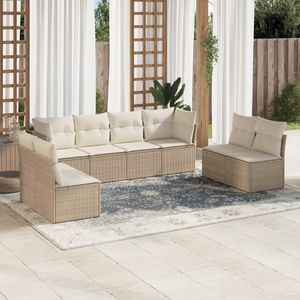 Juego de Sofás de Jardín de Ratán Sintético PE Beige de 8 Piezas, Muebles de Exterior Elegantes y Cómodos - Product Image 1
