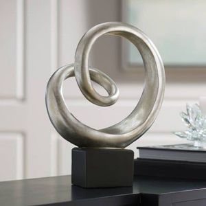Escultura Metálica Abstracta Moderna en Dorado, Geométrica, Ecológica, Decoración para Bodas y Hogar, Pieza de Arte para Mesa de Sala - Product Image 3