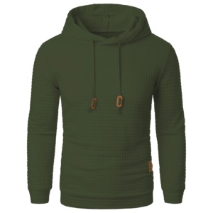 Sweat-shirt en polaire à capuche rouge pour homme, coupe ample, manches longues, couleur unie, tricoté en polyester, vêtement décontracté d'hiver 2027 - Product Image 3