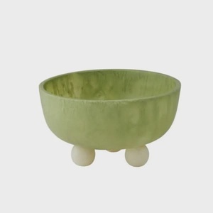 Tazón de Servir Clásico Azul Cielo, Hecho a Mano en Resina con Efecto Mármol Pulido, Duradero, Tazón de Frutas de Lujo para Camping, Decoración del Hogar, Centro de Mesa - Product Image 4